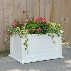 Mayne Fairfield 20x36 planter white ready for outdoor or indoor arrangement