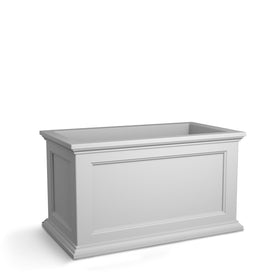 Mayne Fairfield 20x36 planter white side detail highlights durability