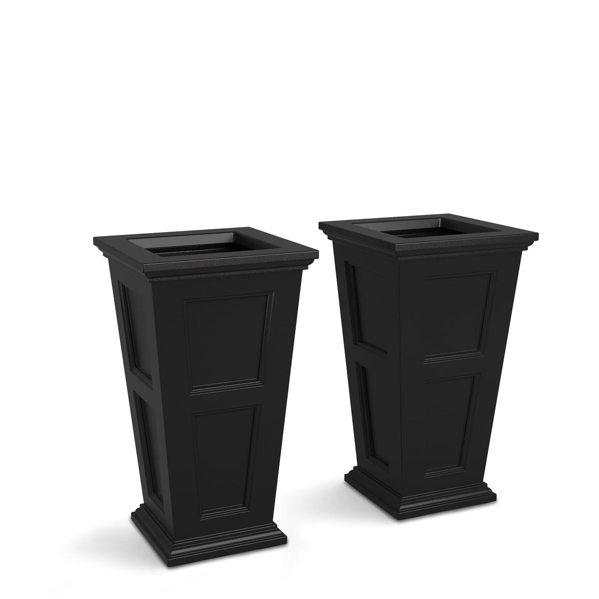 Mayne Fairfield 28-inch tall planters keep curb appeal across seasons.