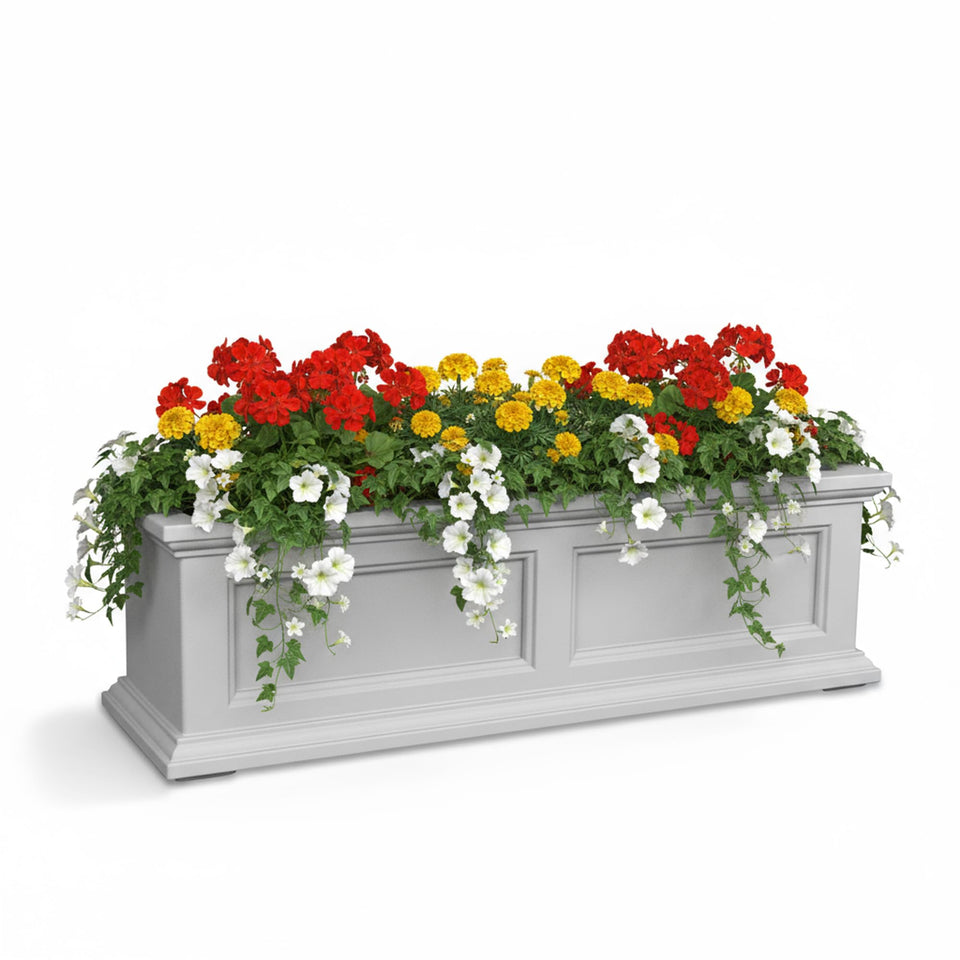Mayne Fairview window box with inset panels for curb appeal.