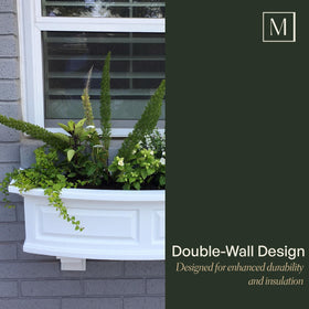 Mayne Nantucket window box side mount demonstrates durable, weather-resistant outdoor installation.
