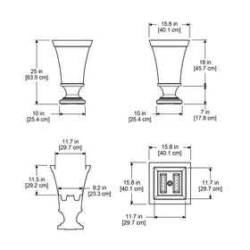 Mayne Vienna tall urn planter in black, winter-ready styling for outdoor spaces.