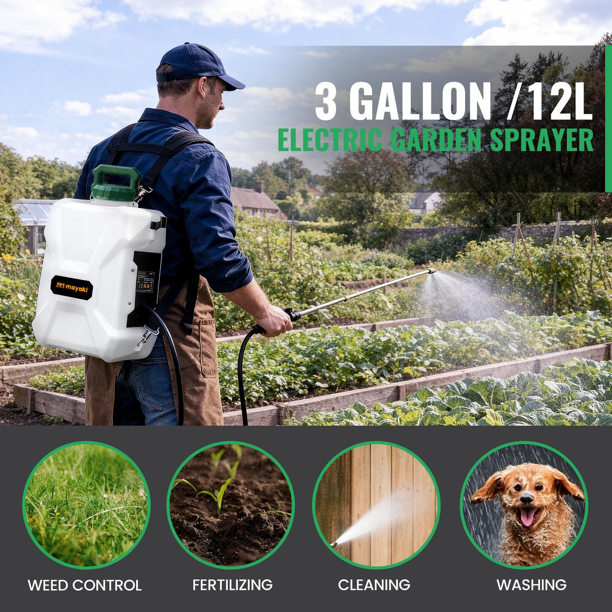 Mayoki includes a 2A charger for quick top-ups between tasks.