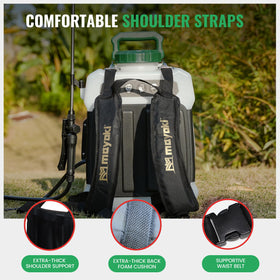 Mayoki ergonomic padded-back design minimizes fatigue during long spraying sessions.