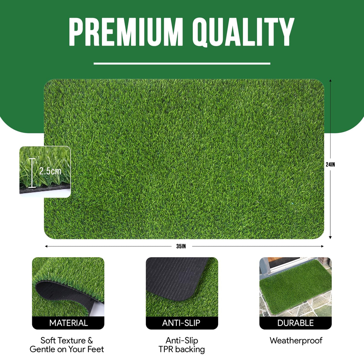 MAYSHINE non-slip backing keeps turf in place on floors.