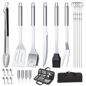 Maywe Tanso 12-piece BBQ tool set with case, ideal for backyard grilling.