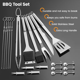 Portable BBQ tool kit ideal for picnics, camping, and backyard barbecues.
