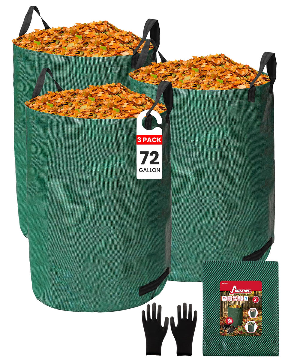 MAZING 3-pack 72-gallon yard bags ready for vast leaf and debris collection.