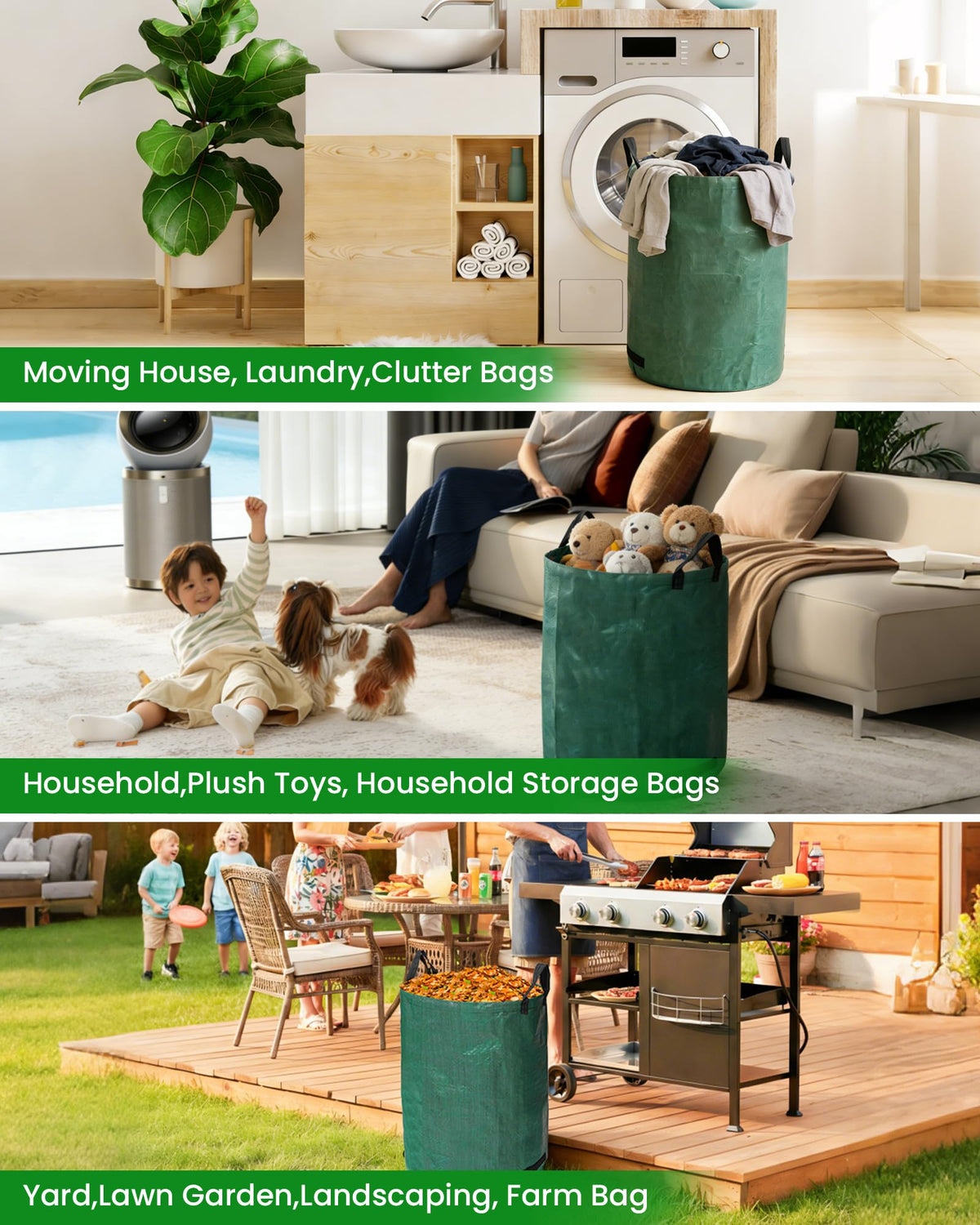 MAZING stand-up design with plastic ring keeps bags open for easy filling.