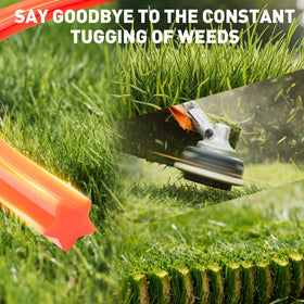 MAZING trimmer line pentagonal-cut edge boosts cutting speed in thick grass.