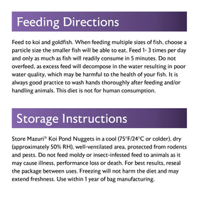 Mazuri Koi Floating Pond Nuggets sourced from MSC-certified fishmeal.