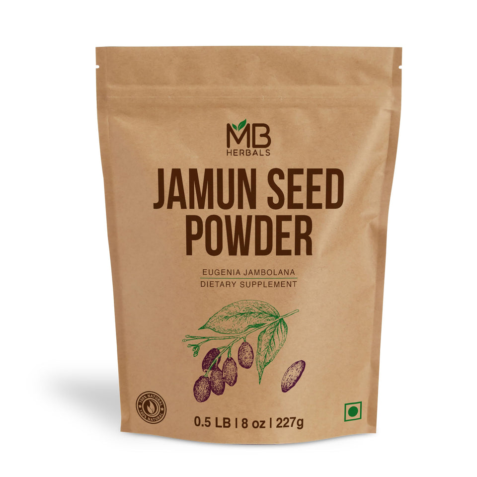 MB Herbals Jamun Seed Powder jar with 75 servings, pure and additive-free.