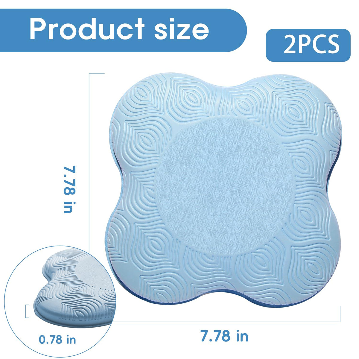 MBHKRRS knee pads blue side view supporting joints during yoga