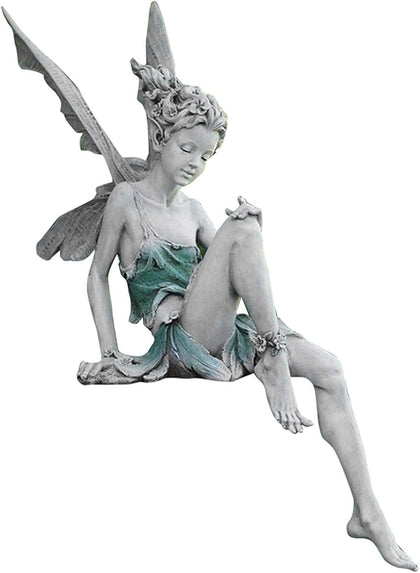 MBVBN angel figurine garden detail with delicate wings and serene face for outdoor charm