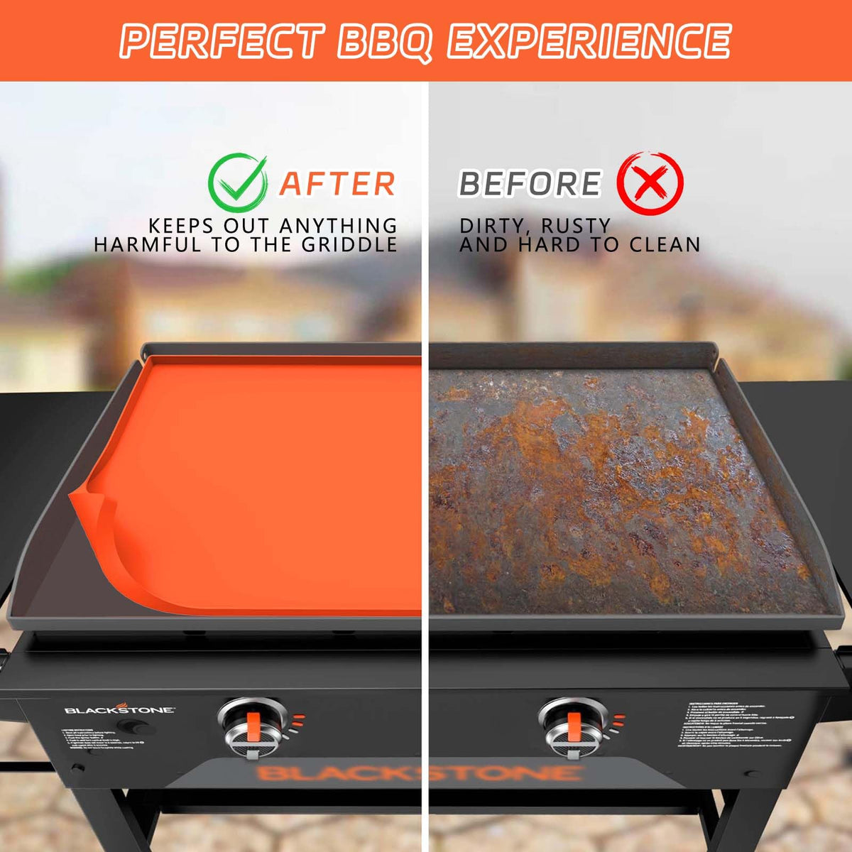 MBYLOEBA note: fits standard 28-inch Blackstone trays and helps prevent grime buildup.