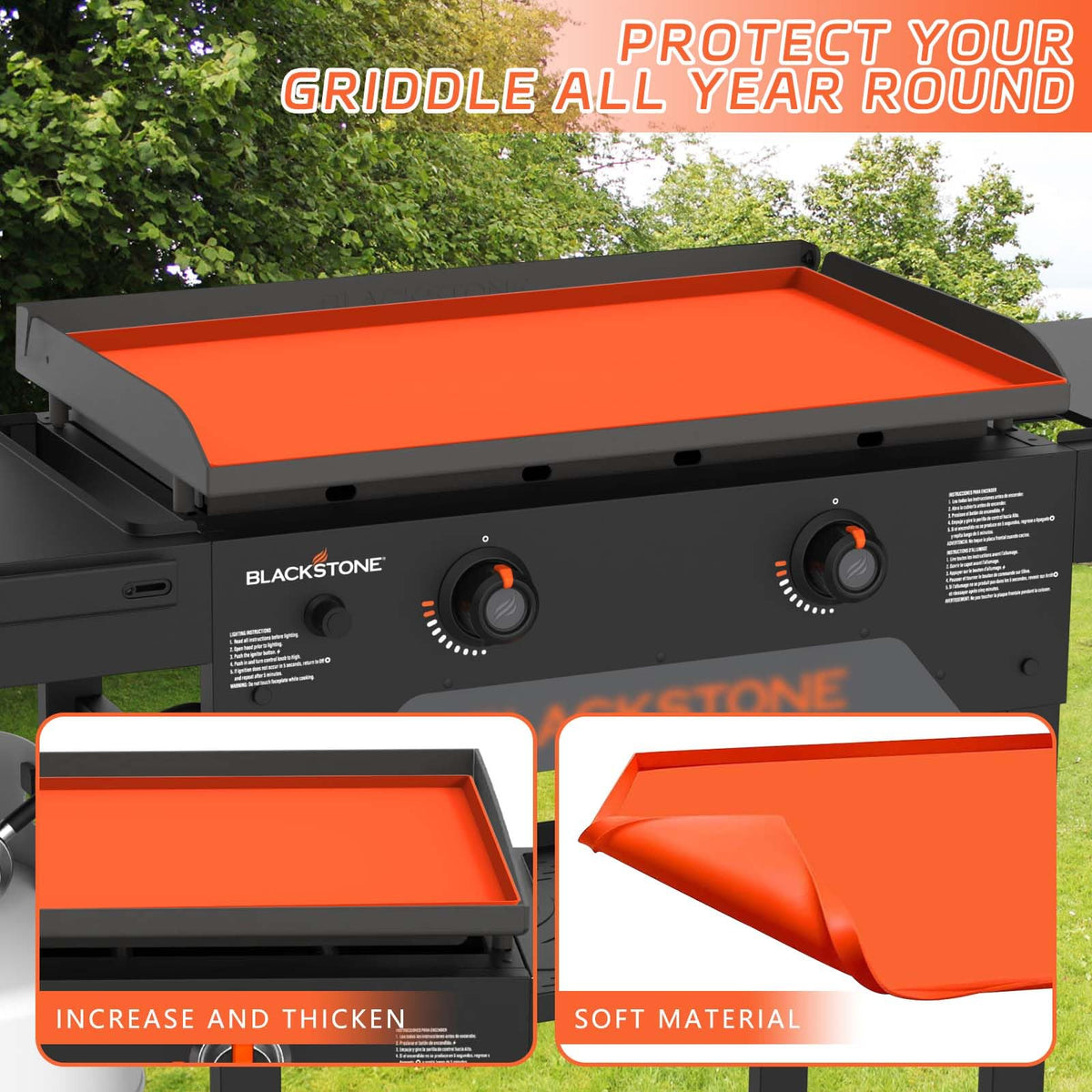 MBYLOEBA grease-repellent silicone pad resists stains and rust on grills.