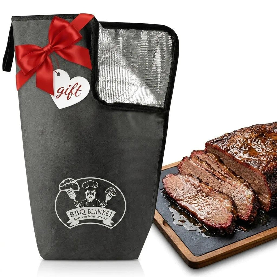 MBYLOEBA 21-inch bbq blanket folded for easy transport while keeping meat warm.