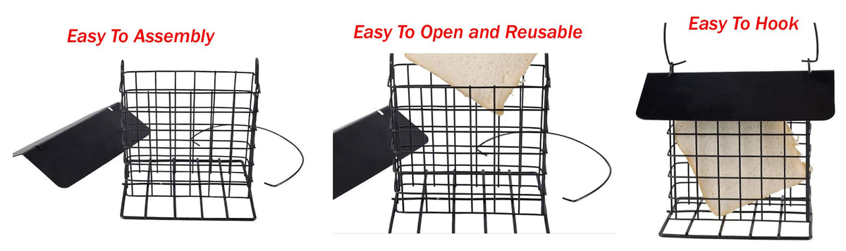 Mcage durable metal construction supports reusable, versatile feeding options.