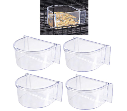Mcage Lot 4 clear seed and water feeder cups front view for easy monitoring