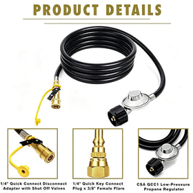 MCAMPAS 2-in-1 quick connect set enables dual connections for RV grills and propane tanks.
