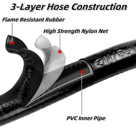 MCAMPAS 5 ft rubber hose showing flexible length
