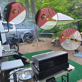 MCAMPAS 8ft propane hose reach allows flexible placement away from the grill.