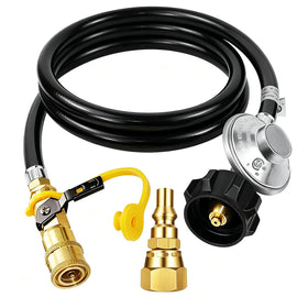MCAMPAS 8FT propane hose with regulator for safe outdoor grilling.