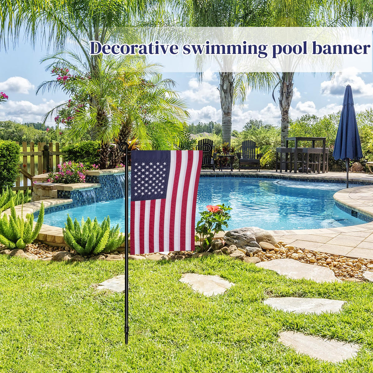 MCFULL nylon garden flag withstands wind and rain for year-round yard decor.