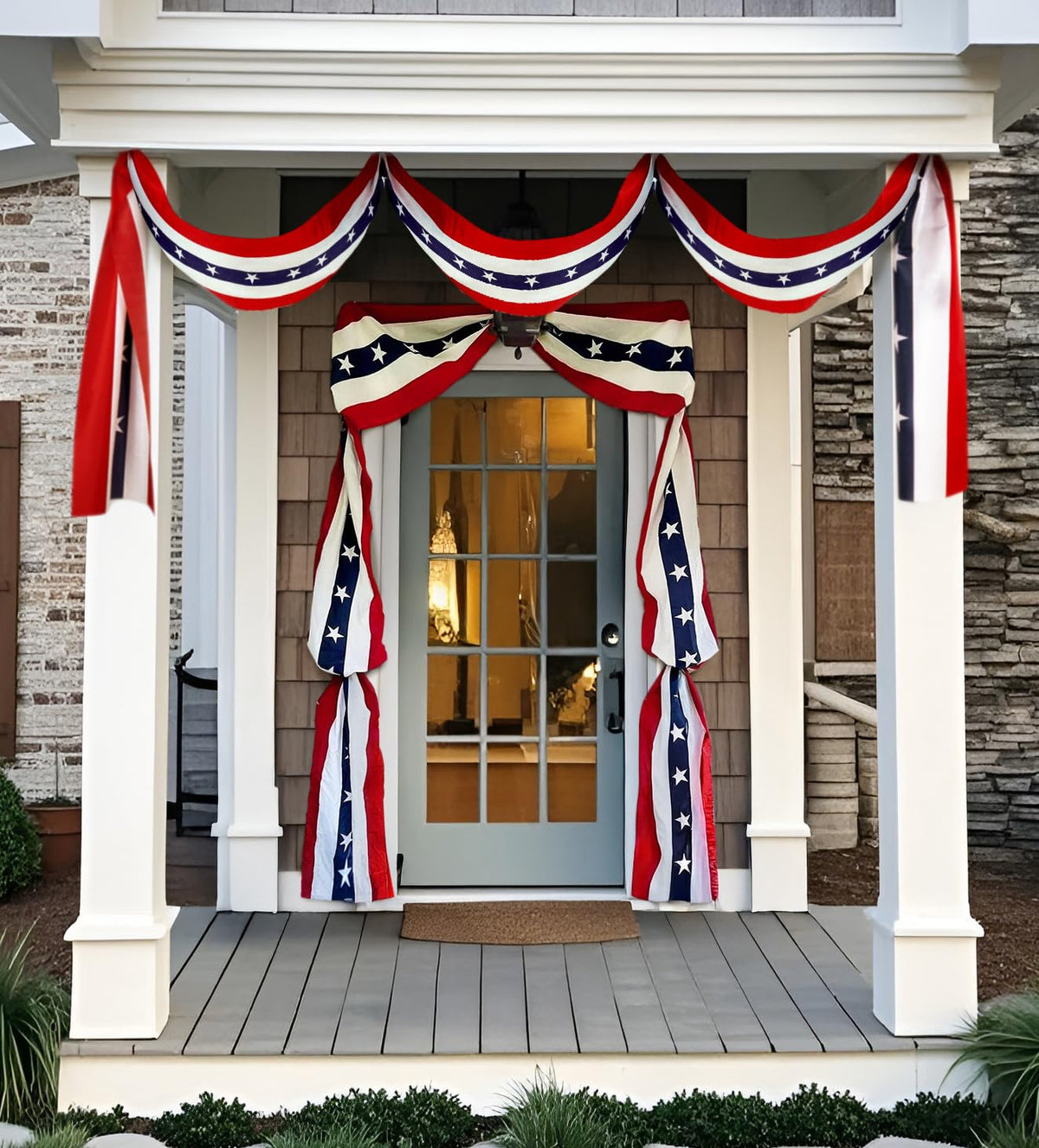 MCJC American banner 2pcs setup for outdoor decor with bold patriotic colors.