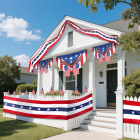 MCJC red white blue garland adds color to outdoor celebrations.