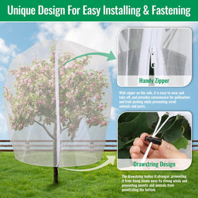 Mckanti fruit tree netting covers a peach tree while letting air flow.