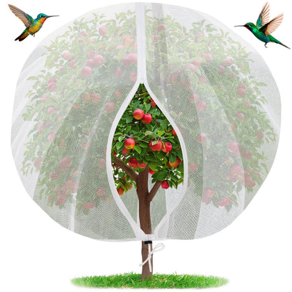 Mckanti fruit tree netting with side zipper for easy on-off and pollination access.