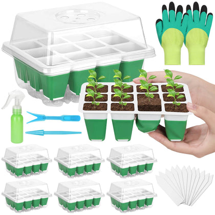 Mckanti seed starter tray top view with dome for easy observation.