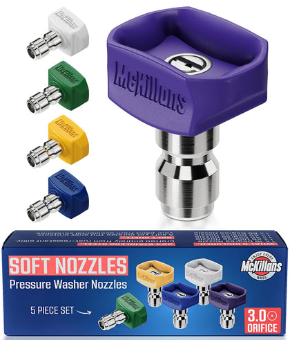 McKillans Soft Nozzles 15° angle for precise, safe car washing with reduced risk of scratches.