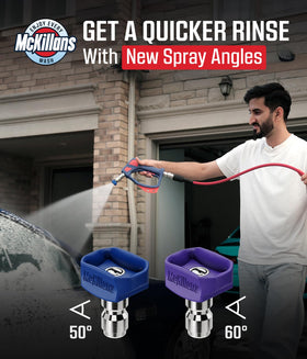 McKillans Soft Nozzles 50° angle speeds full-panel rinsing for efficiency.