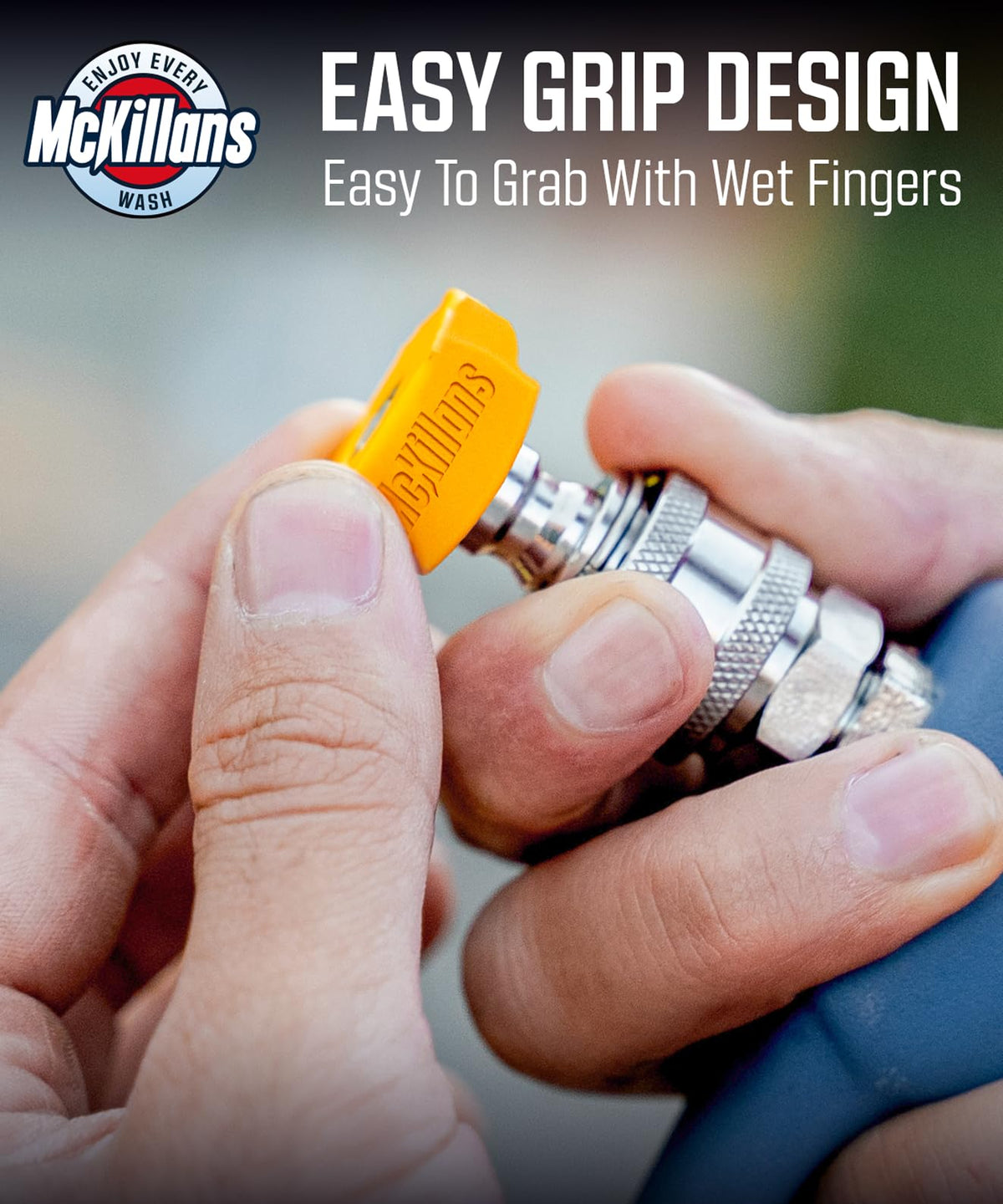 McKillans Easy-Grip design helps you swap tips with wet hands.