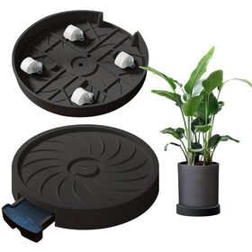 MCleanPin plant caddy with hidden wheels safely supports heavy pots and enables relocation.