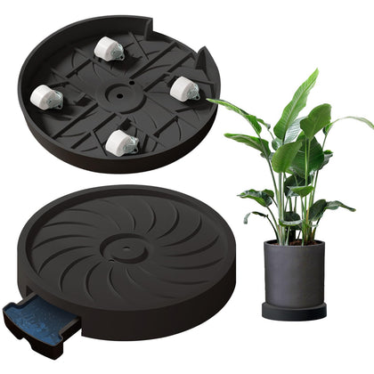 MCleanPin plant caddy with hidden wheels safely supports heavy pots and enables relocation.