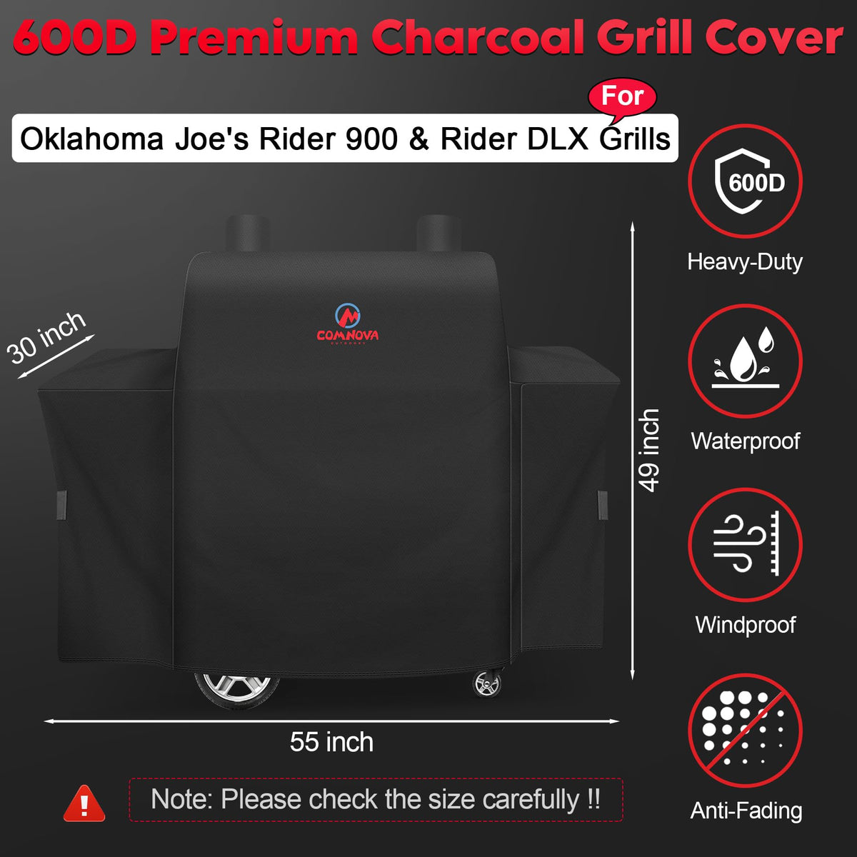 M COMNOVA OUTDOORS grill cover Rider DLX fit shields from wind and sun