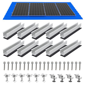 MCOOH solar mounting rail close-up showing durable aluminum construction for rooftop mounting.