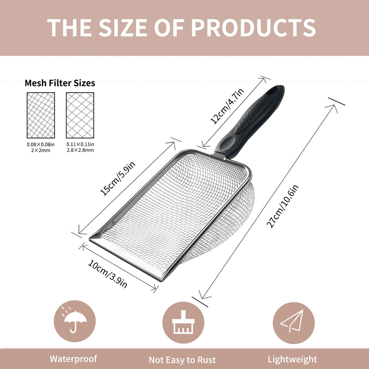 MCSDFN 2-in-1 soil sifter with 2.8mm mesh for debris-free compost.