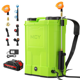 MCY battery-powered backpack sprayer tank for large lawn coverage