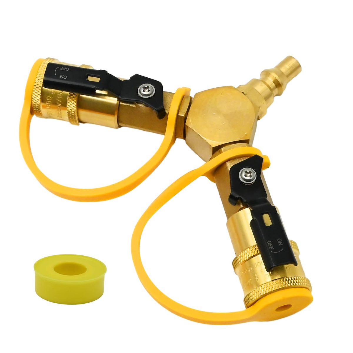 MDEOOSKY RV propane quick-connect Y-splitter with brass fittings for secure, leak-free connections