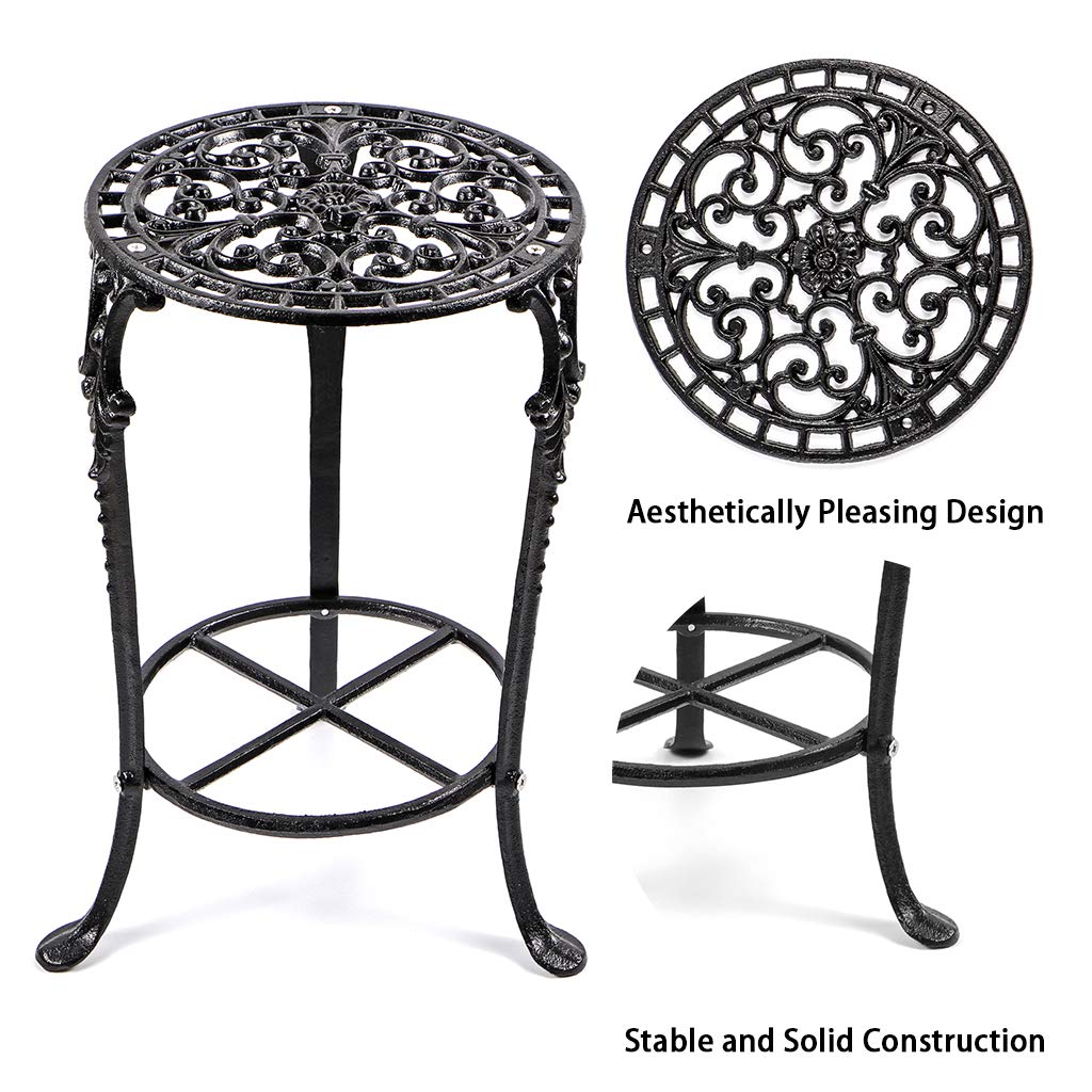 MDLUU two-tier metal planter stand in black complements modern decor