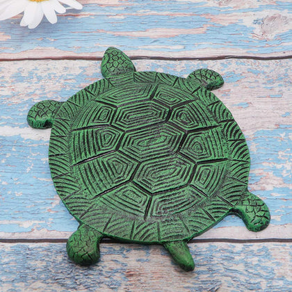 MDLUU tortoise stepping stone front view shows durable cast iron for outdoor use