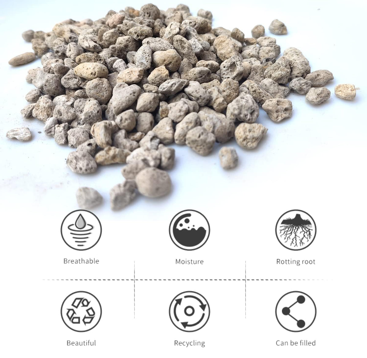 MDPQT Organic Pumice color variation from white to light grey visible in stone.