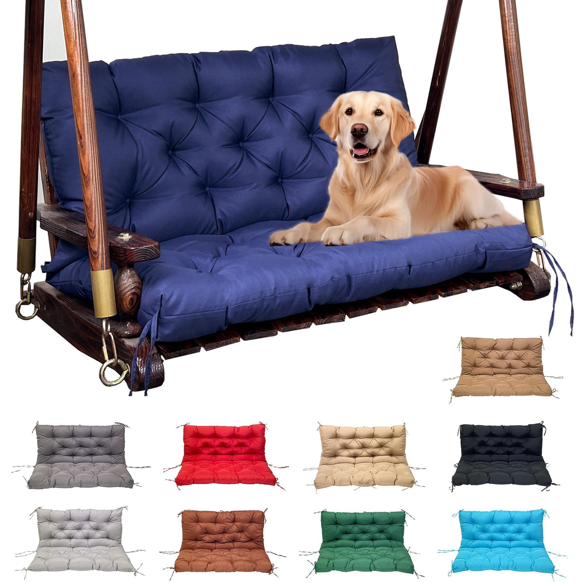 MDYHPN porch swing cushion with backrest ties for secure outdoor seating