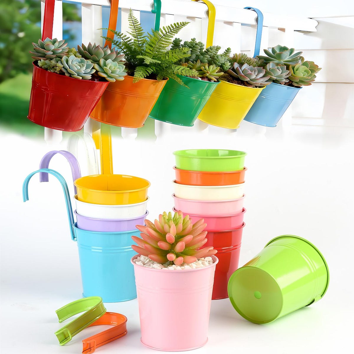 MeCids 4-inch hanging planter in vibrant color for small-space balcony decor
