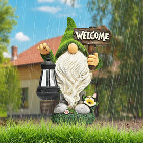Meagkka gnome figurine hand-painted with detailed texture for flower beds.