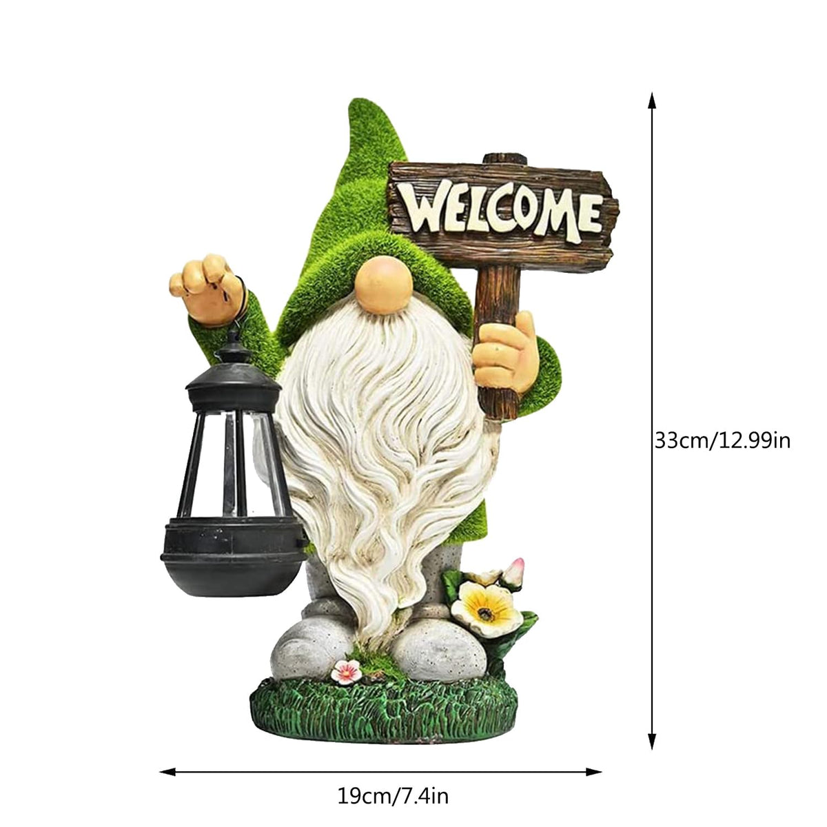 Meagkka solar-powered gnome light, charges by day and glows after sunset.